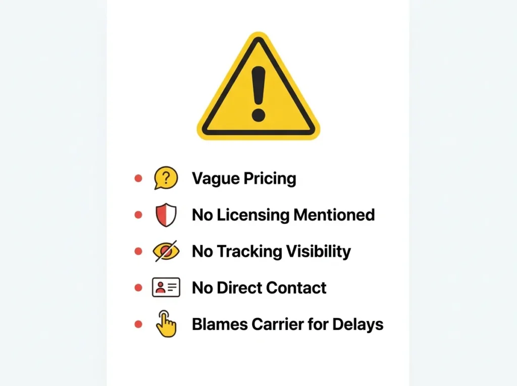 Red flags when choosing a freight forwarder – vague pricing, no licensing, no tracking