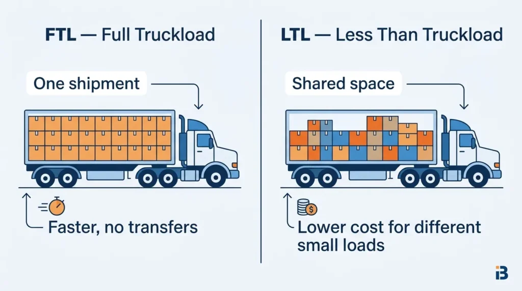 Comparison of FTL and LTL truck shipping