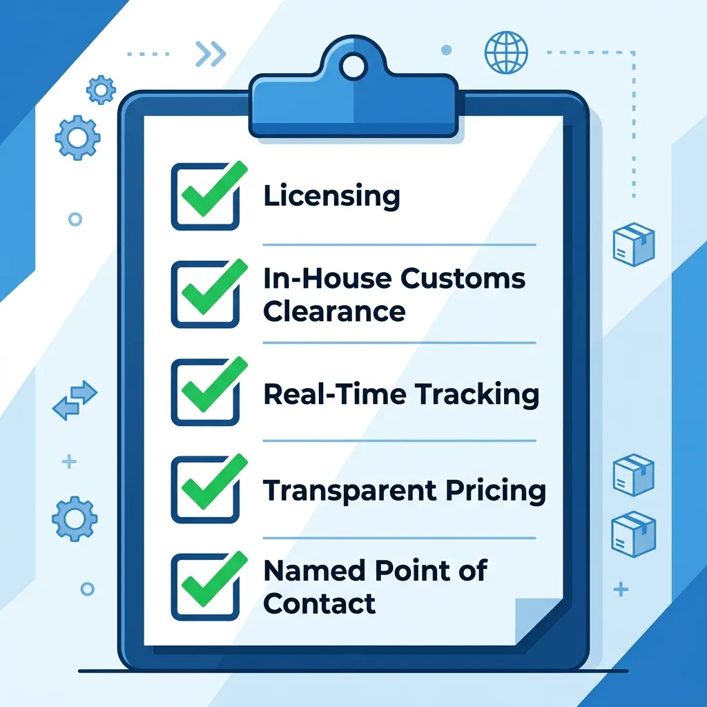 Freight forwarder selection checklist – licensing, customs clearance, tracking, pricing