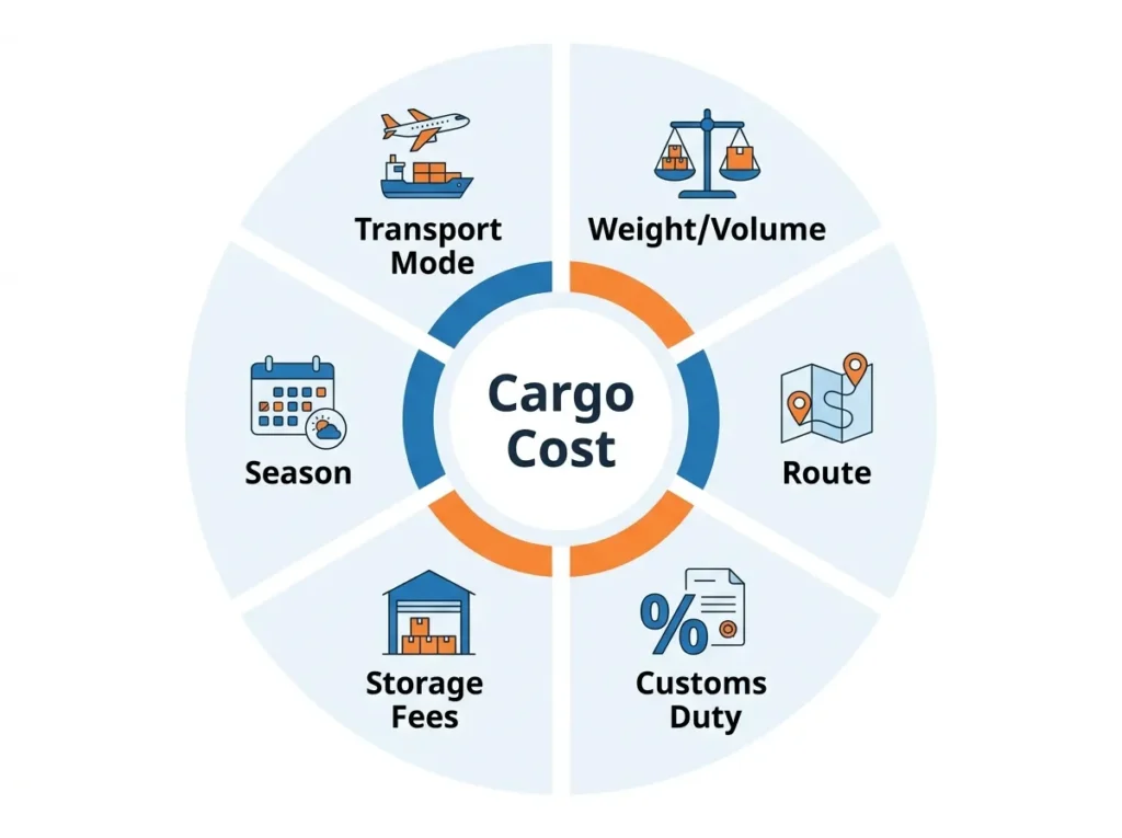 Factors affecting freight forwarding costs – transport mode, weight, route, customs duty