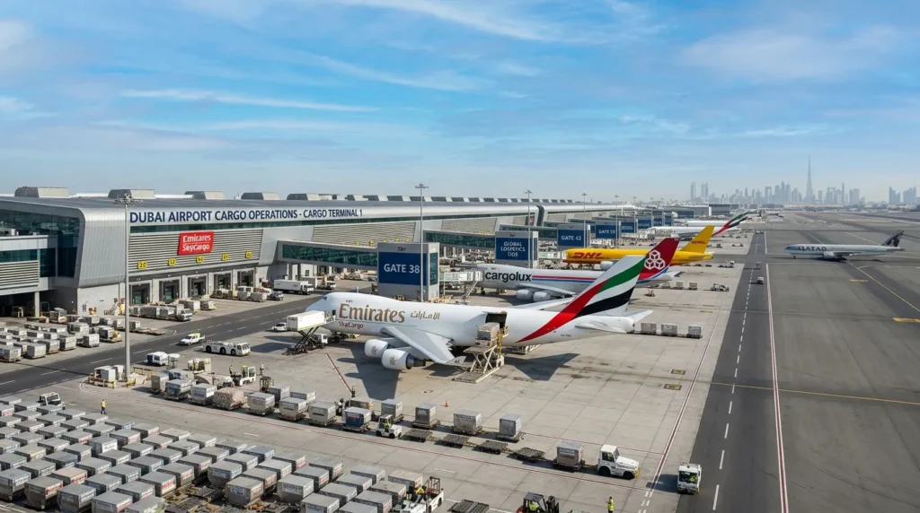 Cargo planes at Dubai Airport Cargo Terminal 1