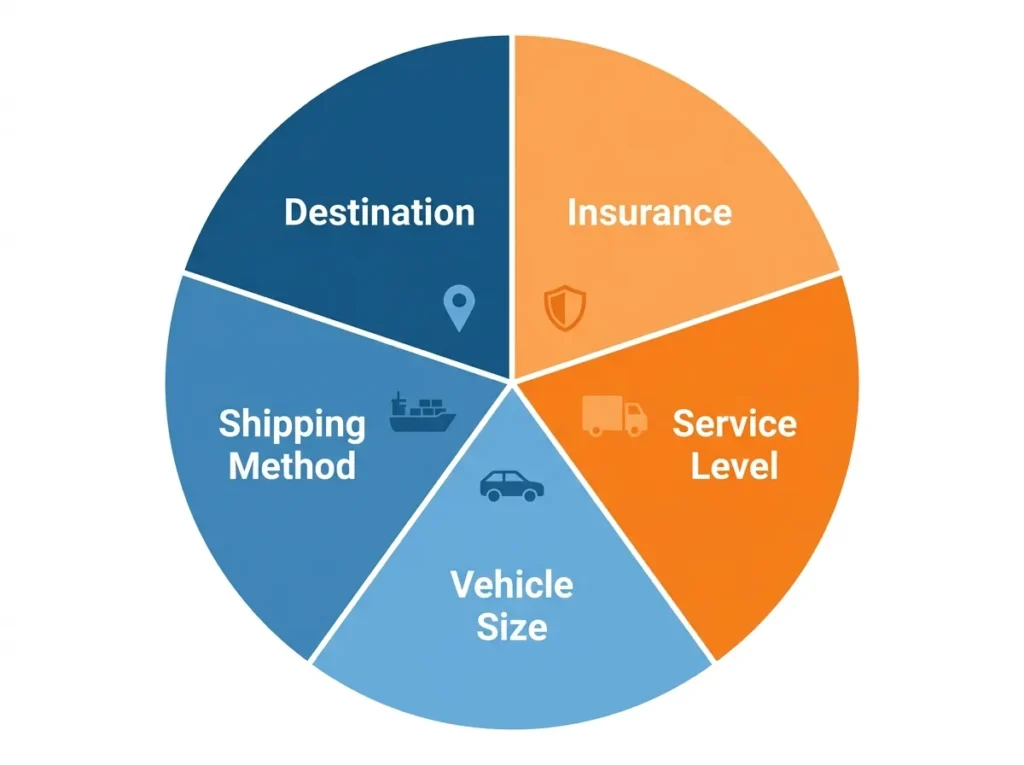 Pie chart of factors affecting vehicle shipping cost