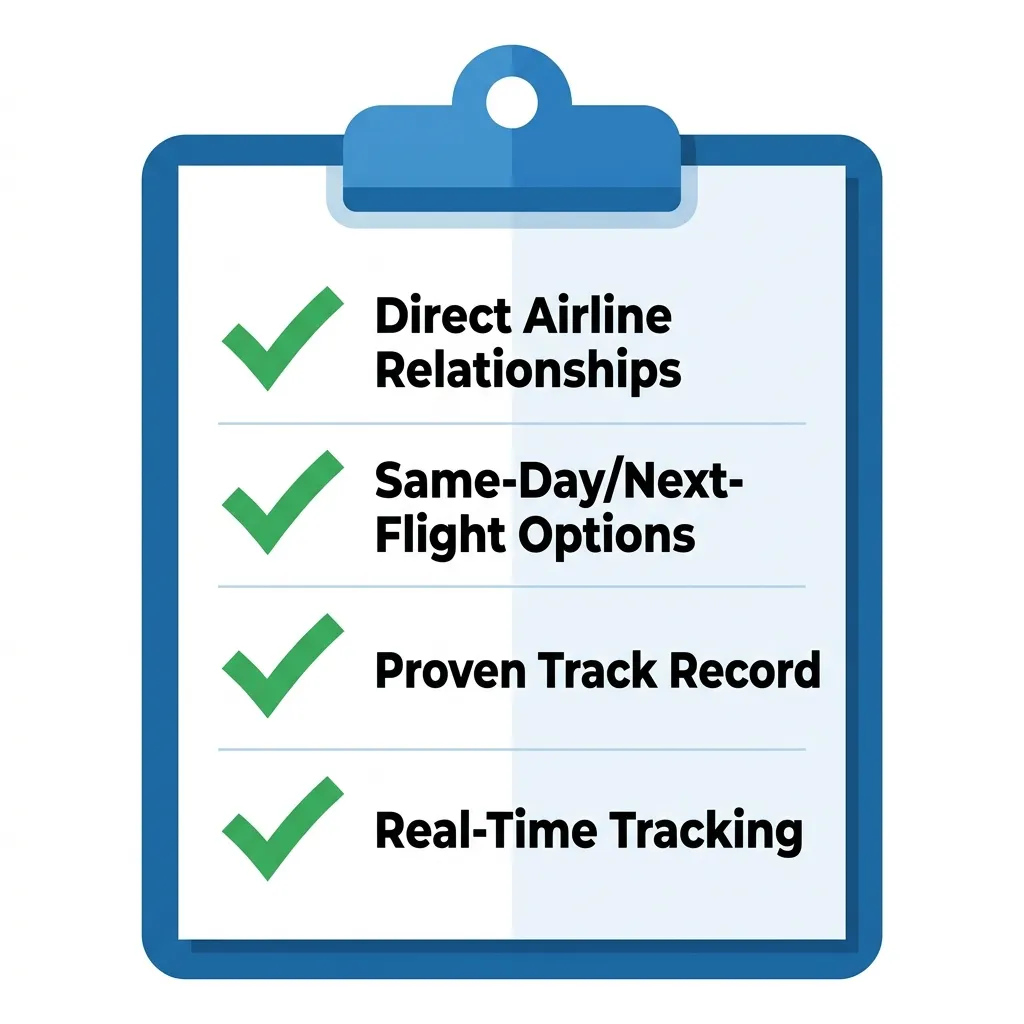 Simple checklist for evaluating an air cargo provider
