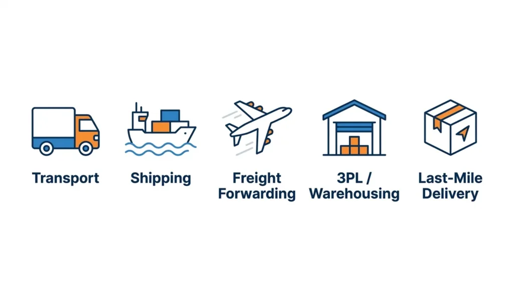 Types of logistics services near me — transport, shipping, freight and 3PL