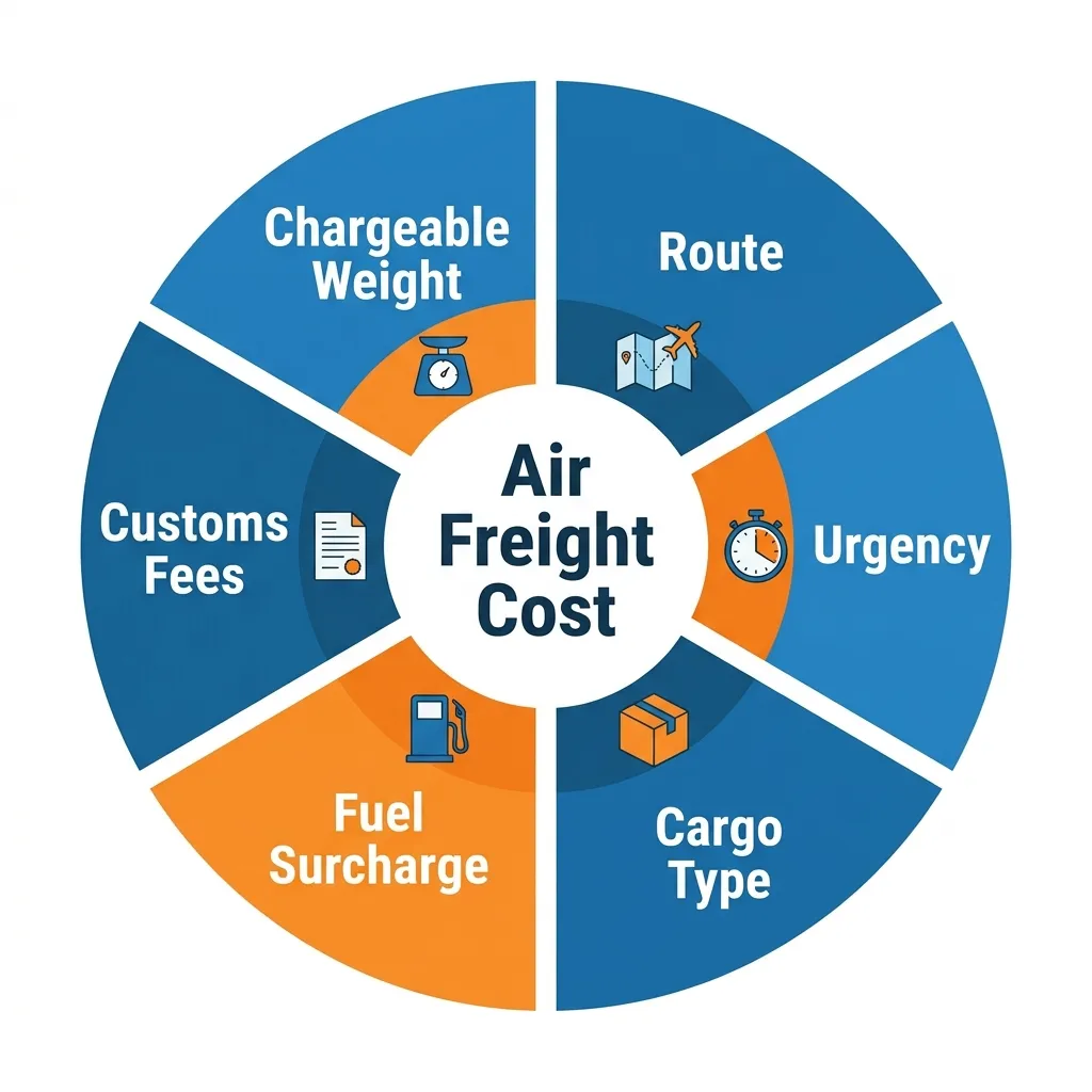 Circular diagram of factors affecting air freight cost